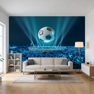Papier peint mural de football pour les passionnés de football, décoration murale pour salon, chambre à coucher, chambre de garçons, toile murale terrain de football - Product Image 5