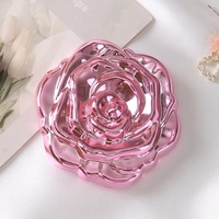 Portable HD Double-Sided Flip Cover Makeup Mirror Folding Rose Design Mini Pocket Mirror Touch-Up Feature Style Desktop Mirror