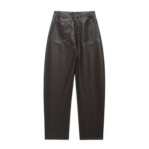 ZEVITY 2026 Printemps – <span class=keywords><strong>Pantalon</strong></span> long décontracté pour <span class=keywords><strong>femme</strong></span> en similicuir avec poches, style ballon, fermeture éclair, <span class=keywords><strong>pantalon</strong></span> <span class=keywords><strong>sarouel</strong></span> en PU - Product Image 2