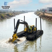 Système de pontons modulaires pour excavatrice amphibie, montage et démontage faciles, compatible avec plusieurs modèles d'excavatrices, construction en acier robuste