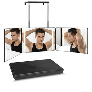 Miroir <span class=keywords><strong>de</strong></span> coiffure et <span class=keywords><strong>de</strong></span> maquillage triple à suspendre au mur/à la porte, rotation à 360 degrés, outil <span class=keywords><strong>de</strong></span> rasage et d'auto-coiffage DIY - Product Image 1