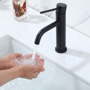 FRAP Luxury Modern Black Single-Hole Stainless Steel Bathroom Sink Faucet - Product Image 3