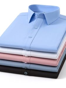 Camisas de Manga Larga ModaL de Alta Calidad y Lujo <span class=keywords><strong>para</strong></span> <span class=keywords><strong>Hombre</strong></span>, <span class=keywords><strong>Ropa</strong></span> Formal de Negocios en Color Sólido - Product Image 4