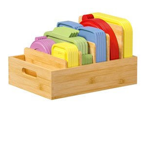 Bamboo Lid Organizer <b>Storage</b> <b>Box</b> Rectangular 18L Space Saving Desktop <b>Kitchen</b> Drawer Divider Container - Product Image 1