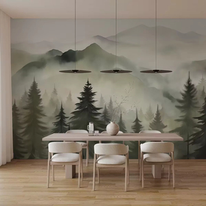 <span class=keywords><strong>Papier</strong></span> peint mural photo 3D moderne imperméable pour chambre à coucher avec paysage réaliste de forêt de pin de montagne - Product Image 1