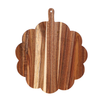 Planche à découper en bois d'acacia festonné de qualité alimentaire, planche à découper ronde en bois pour pizza, viande, légumes, planche à découper réutilisable pour la cuisine