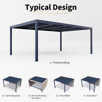 Pérgola Moderna de Aluminio YUE LING con Marco con Recubrimiento de Polvo Negro, Rectangular, para Uso en Piscinas Exteriores