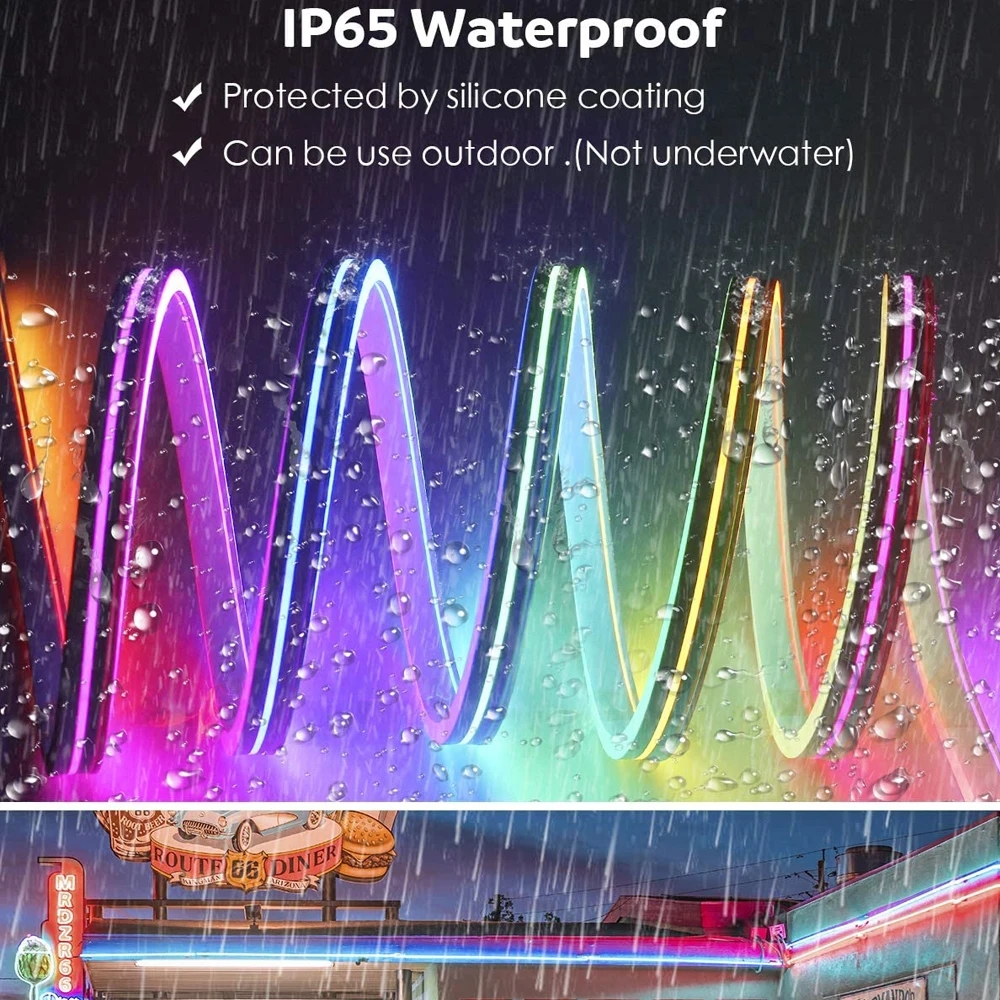Tesfish WS2812B Striscia LED IP65 Impermeabile RGB Strisce Pixel 5M 5V 5050 300 LEDs Nero PCB Pieno di Colori Nastri Intelligente per Decorazione Pubblicitaria Progetti DIY