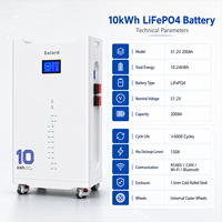 可堆叠混合式并网太阳能磷酸铁锂（LiFePO4）电池组，带WIFI/CAN智能监控功能，51V 200Ah，高效率10kWh，适用于家用电器太阳能电池组