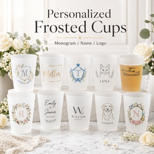 Vasos <span class=keywords><strong>de</strong></span> Plástico Esmerilado Personalizados Sofia Ali, Vasos Desechables <span class=keywords><strong>para</strong></span> Bodas y Fiestas con Monograma, Nombre y Logotipo <span class=keywords><strong>para</strong></span> Invitados - Product Image 1