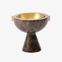 MAXERY Brûleur d'huiles essentielles de luxe en marbre naturel, bol en laiton massif, chauffe-cire aromatique, diffuseur de parfum personnalisé, support de bougie décoratif