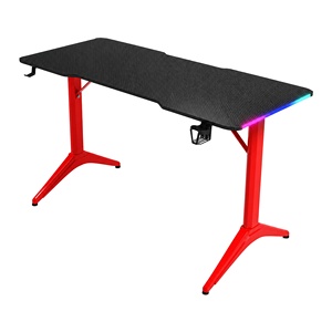 Bureau <span class=keywords><strong>de</strong></span> jeu avec plateau en fibre <span class=keywords><strong>de</strong></span> carbone <span class=keywords><strong>de</strong></span> 15 mm, éclairage LED RGB, support <span class=keywords><strong>de</strong></span> tasse alimenté par USB, crochet pour casque, <span class=keywords><strong>table</strong></span> <span class=keywords><strong>de</strong></span> jeu ergonomique pour ordinateur - Product Image 1