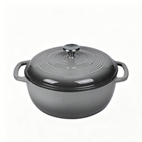 Cocotte en fonte émaillée marron dégradé 3QT, durable et antiadhésive, avec couvercle auto-irrigant
