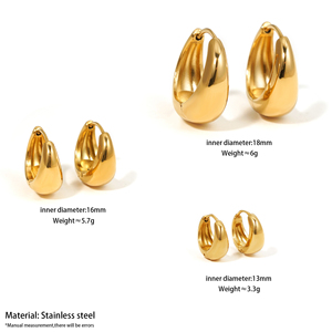 CLIORO Sweat Resistant Minimalist <strong>Huggie</strong> Polished Oval Clip Chunky Teardrop Hoop Earrings for Women Daily Wear Jewelry - Product Image 6