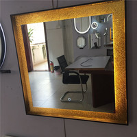 Miroir de salle de bain moderne de luxe à intensité variable, orange, avec capteur tactile, anti-buée, éclairé par LED