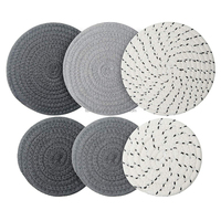 Donkergrijs Wit Grijs 7 Inch Katoenen Draad Weave Cup Coaster Hot Pot Schotel Trivet Pad Mat Placemat Voor Keuken koken