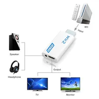 Adaptateur Full HD compatible HDMI pour convertisseur de console Wii avec câble audio-vidéo Jack 3.5mm 720P pour écran de moniteur PC HDTV