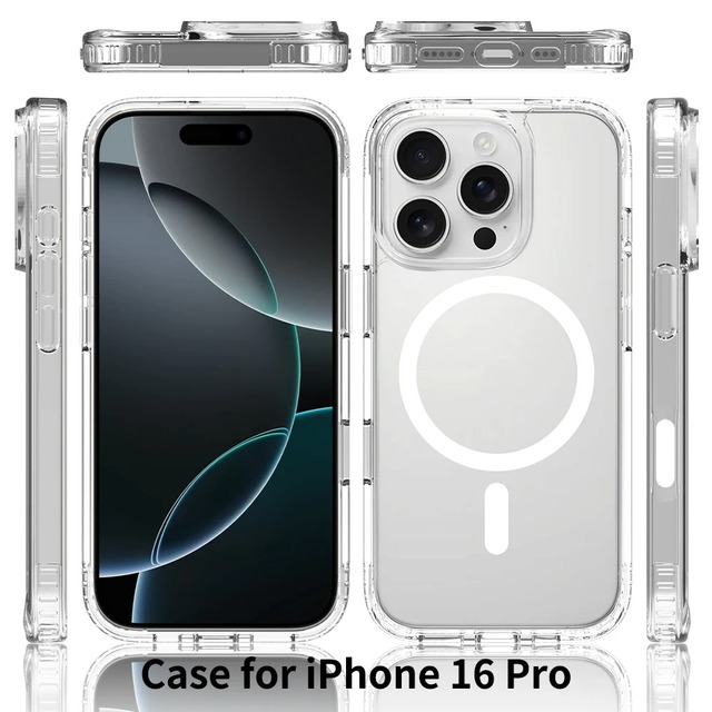 Wholesale Official Touch Camera Button Transparent Acrylic Protection Case for iPhone 16Pro 16Pro Max Magnetic Cover