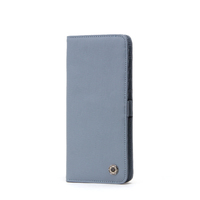 Dompet Bifold Wanita Kulit Saffiano Pemblokir RFID Minimalis Ramping Penutup Kancing Kustom