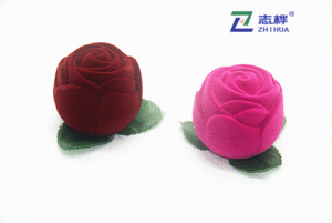 Ready to Ship Flocking <strong>Jewelry</strong> <strong>Box</strong> Romantic <strong>Rose</strong> Shape Wedding Propose Engagement Velvet Ring <strong>Box</strong> - Product Image 5