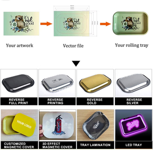 Plateau à rouler en métal étamé avec logo personnalisé, design Street Art, plateau à rouler pour fumeurs avec faible MOQ pour les boutiques de fumeurs - Product Image 5