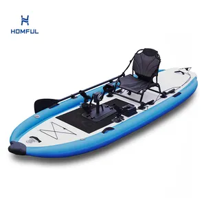 HOMFUL Aufblasbares Surfbrett Zubehör Angeln Kajak Boot PVC Surfbrett mit Pedals itz