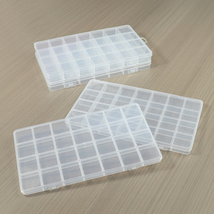 Transparent Plastic Storage Box 28 Grids Rectangle Covered For Nail Art Supplies Desktop Organizing Case - Product Image 3