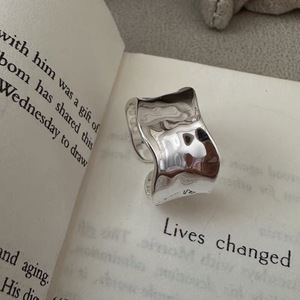 S925 Sterling <b>Silver</b> Irregular Wide <b>Ring</b> Geometric Design For Women Gift Jewelry - Product Image 2
