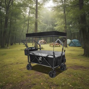 Chariot pliable NapFox avec roues tout-terrain de 4 pouces, auvent amovible, chariot de camping et de courses, cadre en aluminium - Product Image 2