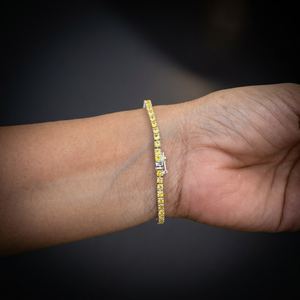 Pulsera de tenis con zafiro amarillo natural de 2.5mm engastado en canal, plata de ley 925 chapada en rodio, joyería artesanal de piedras preciosas finas - Product Image 2