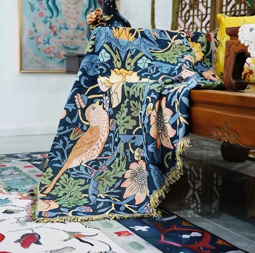 Doodle Master Creative Sofa Towel Illustration Blanket Decoration Tapestry with Tassels Leisure Throw Blanket