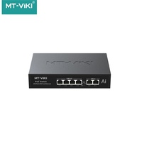 Switch PoE de 4 Puertos, 100M, Estándar, 65W, Protección Contra Rayos de 6Kv, Switch de Fibra Óptica para Red PoE
