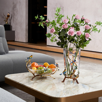RORO décoration de maison décoration de table de luxe moderne fleur et oiseau design table en verre bureau vase à fleurs pour table à manger salon