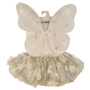 Großhandel Kinder Fee-Schmetterling Flügel Kostüme Mädchen Baby Spitze Flauschige Tutu Rock Set