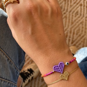 Braccialetti dell'Amicizia Regolabili Go2boho con Cuore e Occhio del Diavolo, Gioielli Artigianali in Macramè Intrecciato per Donne e Ragazze - Product Image 4
