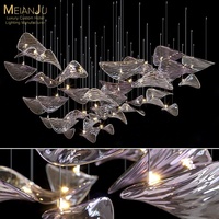 Personnalisable Grande Maison Salon De Beauté Lustre Intégré Lampes D'ingénierie En Verre Non Standard Hall D'hôtel Suspendu Lotus