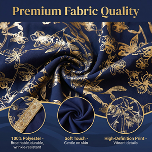 Conjunto de Dos Piezas de Kaftán Abierto de Chifón Azul Oscuro para la Noche - Product Image 3