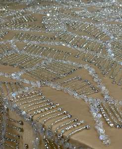 Vestidos de fiesta de encaje decorativos de tul con cuentas de lujo hechos a mano de alta calidad Calidad de exportación disponible Precio al por mayor India - Product Image 6