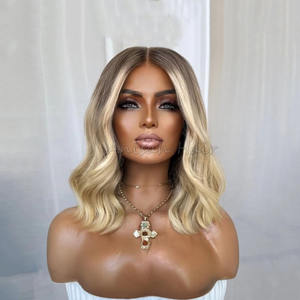 Pelucas de Cabello Humano <span class=keywords><strong>Rubio</strong></span> <span class=keywords><strong>Ceniza</strong></span> Degradado, Pelucas de Encaje con Cabello Virgen 100% Alineado con la Cutícula, Pelucas Cortas con Frente de Encaje sin Pegamento para Mujer - Product Image 2