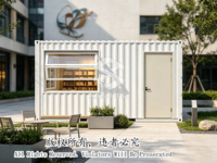 Kiosque de restauration rapide, bar à café, boutique ou librairie modulaire préfabriquée portable et personnalisable de 20 pieds, style moderne et compact