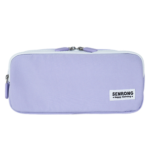 Custom Lavender Double Layer Large Capacity Pencil Case with Mesh Pocket, Aesthetic <b>School</b> Stationery Pouch for Girls, OEM Facto - Product Image 1