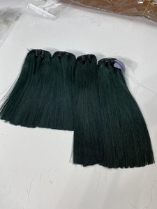 Extensions de cheveux vierges vietnamiens de qualité supérieure, couleur vert foncé, lisses, 100% cheveux Remy, trame double, cheveux tirés à double trame - Product Image 2