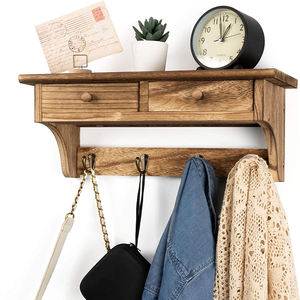 Porte-manteau mural en bois rustique de style campagnard avec crochets pour entrée, vestiaire, chambre, <span class=keywords><strong>cuisine</strong></span>, salle de bain - Product Image 4