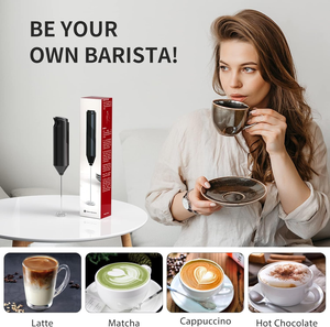 Automatic Stainless Steel Black Foam Maker Milk Steamer Handheld Coffee Whisk Battery Operated Milk Frother - Product Image 3