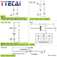 Diode redresseuse à barrière Schottky à récupération rapide 32Values 1N4001 1N4004 1N4007 1N5408 UF4007 1N5817 1N5819 1N5822 1N4148