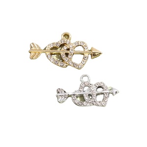 Nouvel Ornement Flèche de Cupidon, Pendentif Double Cœur en Strass, Breloques Métalliques pour DIY Bracelet, Collier, Accessoires et Décoration de Coque de Téléphone - Product Image 1
