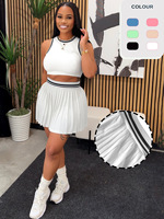 Ensemble tendance Tenniscore pour femmes, haut court sans manches et jupe plissée taille haute, tenue de sport d'été 2 pièces, tailles S-XXL