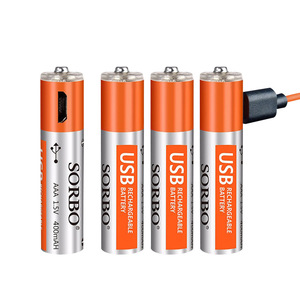 Sorbo Usb <b>Rechargeable</b> <b>Battery</b> 1.5V 400Maha <b>AAA</b> 4-Pack With Charging Cable For Video And Voice Recorder - Product Image 1