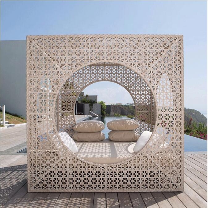 Handmade patio outdoor garden sets wicker chaise lounge sunbed furniture daybed