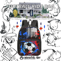 Sac à dos unisexe en nylon à motif de football 3D, étanche, avec fermeture éclair et bretelles arquées, idéal pour les étudiants